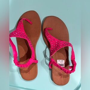 Girls kids AE American Eagle pink sandals 6 NEW NWT fits women’s 8‎